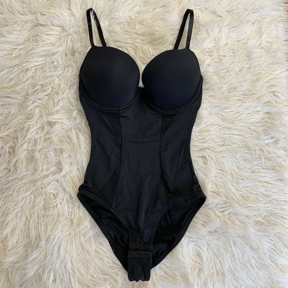 Mesh Black Body Suit/ Push-up Bustier